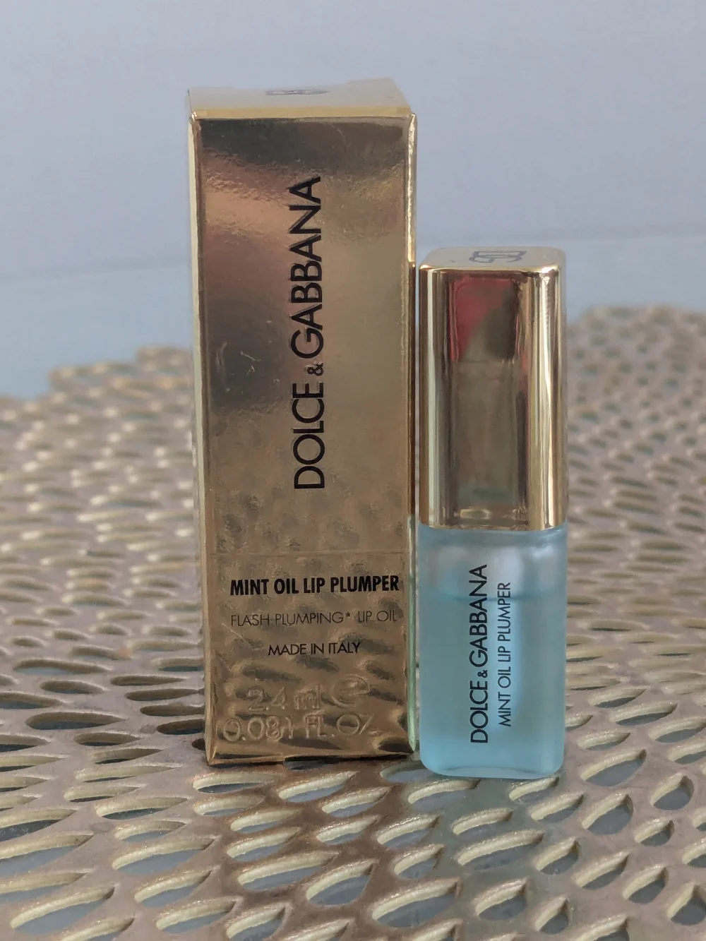 Dolce & Gabbana Mint Oil Lip Plumper Mini — Light Blue & Gold